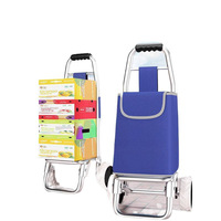Chariot de courses pliable portable en fer rouge, petit chariot domestique pour monter les escaliers, pour fauteuil roulant, à pousser à la main