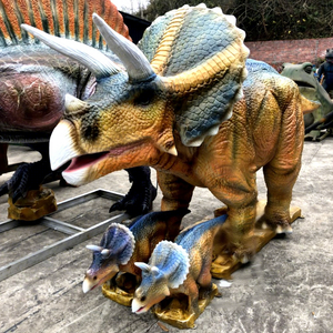 Modelos de Dinosaurios Grandes de Silicona para Dinopark, Exhibiciones de Triceratops Grandes y Bebés Triceratops de Resina Estática - Product Image 1