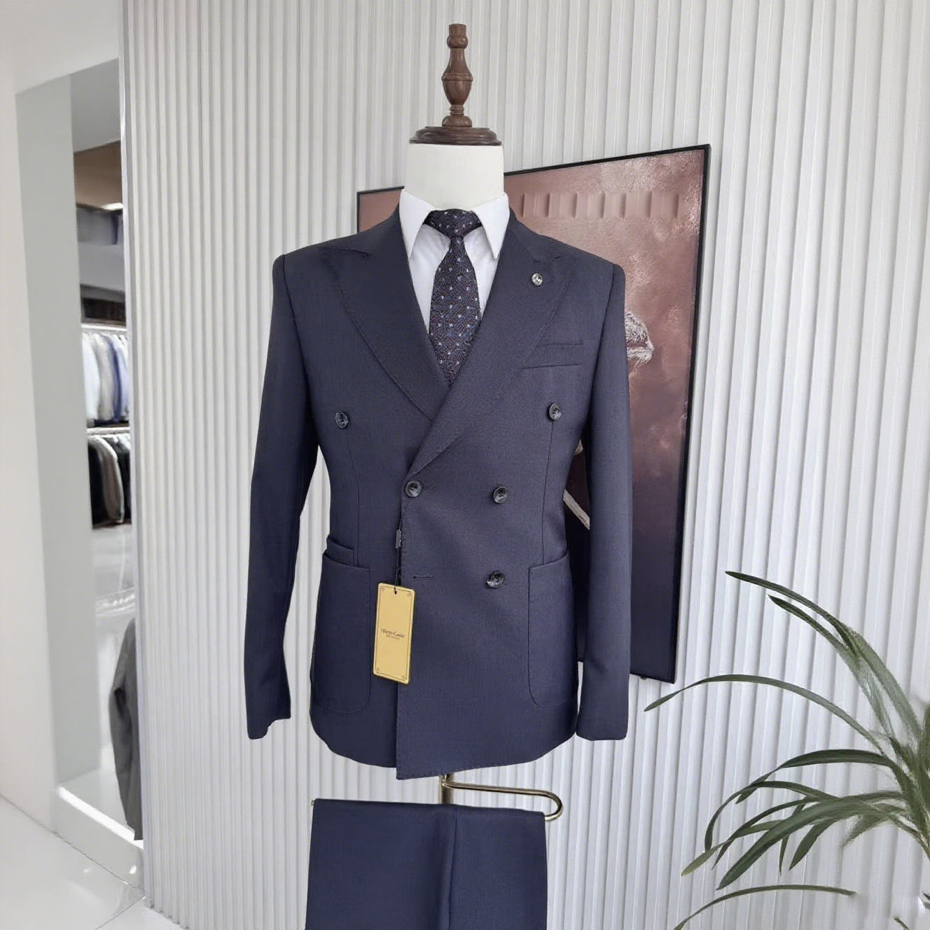 Bleu foncé-2 pièces/ensemble-veste + pantalon