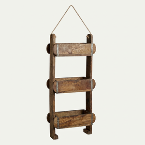 Vintage Wooden Three Tier Hanging Brick Mould Wall <b>Planter</b> with Rope Rustic Farmhouse Garden Storage Organizer for Home Decor - Product Image 1