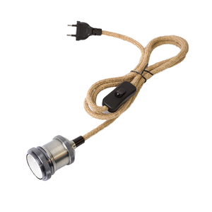 E27 vít đèn cơ sở kích thước trung bình LED Dimmable EU cắm cây gai dầu dây 2 Meter abs dây điện Retro On/Off chuyển đổi kim loại ổ cắm AC - Product Image 5