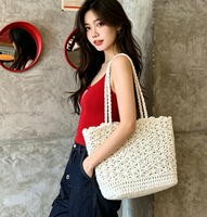 Sac fourre-tout moderne et élégant en crochet pour courses, réutilisable, lavable, en coton et maille, pour l'extérieur