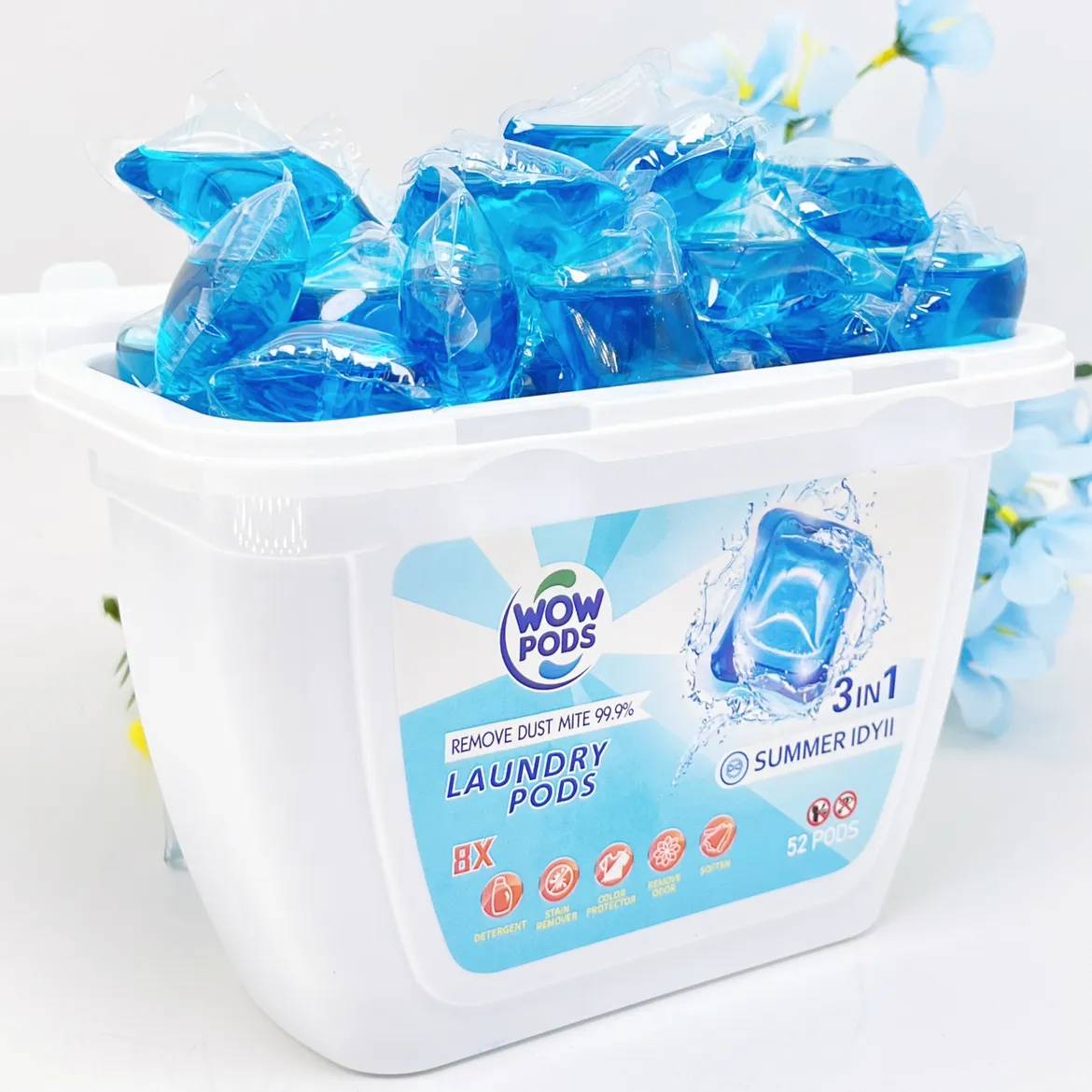 Laundry kapsul perlindungan warna efisiensi tinggi Satin penghapusan Laundry deterjen Pods produsen untuk kulit sensitif