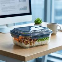 Boîte à lunch en verre borosilicate bleu profond, respectueuse des yeux, couleur apaisante, pour longues heures de travail, hermétique, pour bureau