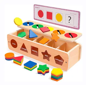 批发定制儿童木制可爱教育蒙特梭利玩具juguetes教育蒙特梭利分类箱礼品