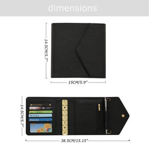 Yihe meilleure vente A7 portefeuille de cartes de luxe en cuir de galet pour les femmes enveloppes de reliure de trésorerie avec <span class=keywords><strong>feuille</strong></span> de mouche et fermeture éclair - Product Image 4