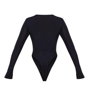 2023 nuovo Bodysuit nero modellante a maniche lunghe traspirante alla moda con cinturino Sexy attillato <span class=keywords><strong>tuta</strong></span> attillata da donna - Product Image 6