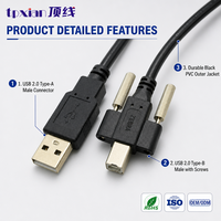Câble USB 2.0 Type A vers USB B à visser, assemblage de faisceau de câbles industriel OEM pour lecteur de codes-barres et imprimante
