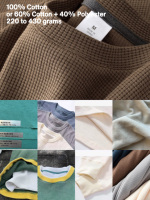 Pull-over à manches longues en coton 100% lavé, tricoté gaufré, col ras du cou, effet vieilli, délavé à l'acide, personnalisable avec logo dégradé