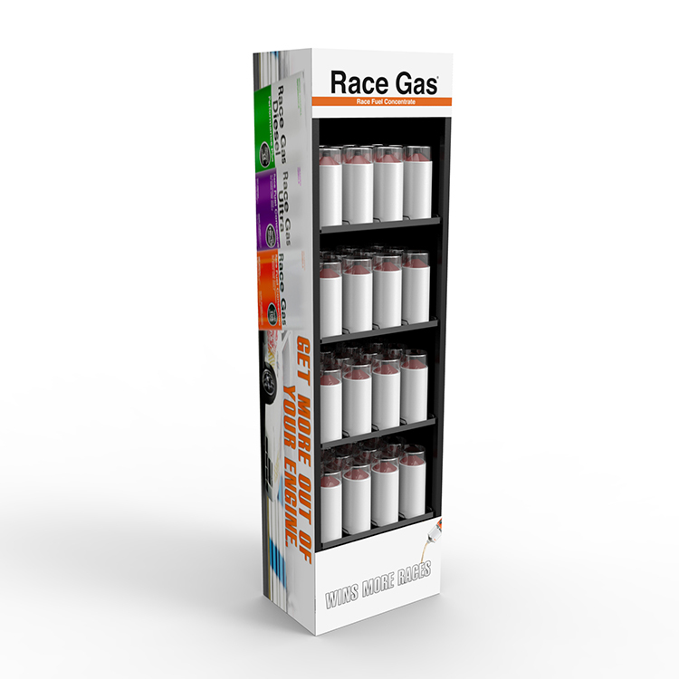Hot Selling Aerosol Paint Display Rack Race Gas Display Stand With Customized Logo for Moter Racing — view 2