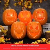 Lanterne citrouille d'Halloween en plastique moulé par soufflage, décor lumineux ajouré fantaisie
