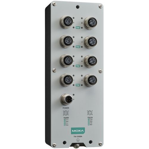 Moxa TN-5308A-WV-T Industrial Ethernet Switch 8-Port PoE Plus EN 50155 Compliant Railway Networking