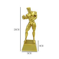 Sculpture de championne de fitness en résine, figurine de bodybuilder féminine, sculptée et peinte à la main, finition or antique, vente en gros