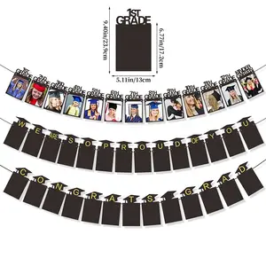 Wholesale Graduation Party Decoration Black Picture Frame Pull Flag Graduation Photo Banner