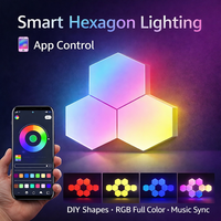 Paneles LED Hexagonales RGB para Pared, Control por Voz y Aplicación Inteligente, Sincronización Musical, Luz Modular para Configuración de Juegos, Decoración de Dormitorio y Estudio