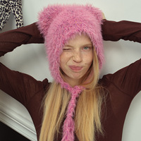 Bonnet élégant en tricot à fourrure douce avec oreilles d'animaux pour les femmes et les adolescents par temps froid d'hiver