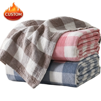 Plaid en gaze de coton 100% à carreaux de style japonais, couverture pour canapé et cadeau. Ultra-doux et respectueux de la peau, idéal pour les utilisateurs ayant une peau sensible.
