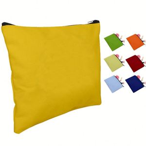 Eco Friendly Blank Organic Cotton <b>Canvas</b> <b>Plain</b> Travel Zipper Makeup Bag Cosmetic With Custom Logo for Ladies - Product Image 3