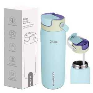 Bouteille d'eau personnalisée avec couvercle <span class=keywords><strong>2</strong></span> en <span class=keywords><strong>1</strong></span> Bouteille d'eau de sport de 24oz 32oz à double paroi en acier inoxydable pour salle de sport Everich - Product Image 2