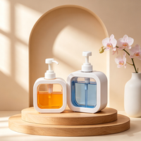 Pulvérisateur à pompe rechargeable sécurisé pour enfants, bouteille carrée transparente en PET de 300 ml/500 ml pour gel douche bébé et désinfectant pour les mains pour enfants