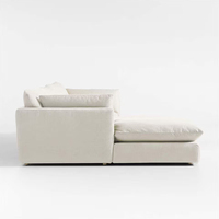 Designer-Modell im Natürlichen & Lässigen Stil 3-Sitzer Chaiselongue-Sofa Weißes Stoffbezogenes Sofa