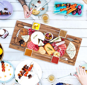 New Arrival vuông gỗ keo phục vụ Platter Set lớn charcuterie bảng với bát và pho mát Board Knife Set cho nhà - Product Image 6