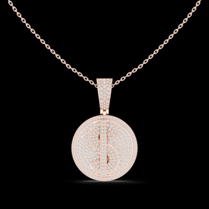 <b>Gold</b> Minimalist Diamond Medallion Pendant with Sparkling Diamonds Luxury Wedding Jewelry - Product Image 6