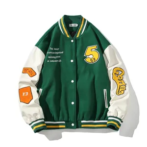 2022 Übergroße Stickerei Basketball benutzer definierte Letterman Jacke Designer Herren Uni Bomber Jacken