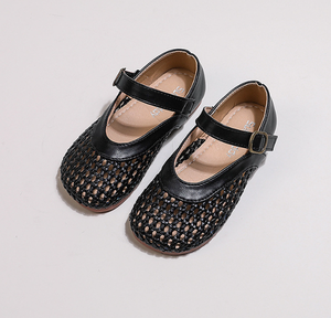 Summer New Girls' Woven Leather <b>Shoes</b> Children's Hollow Leisure Cap Toe Sandals Flat <b>Shoes</b> - Product Image 3