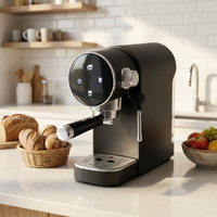 Machine à café expresso semi-automatique électrique à commande tactile intelligente avec système d'eau chaude, en plastique, pour barista professionnel et usage domestique