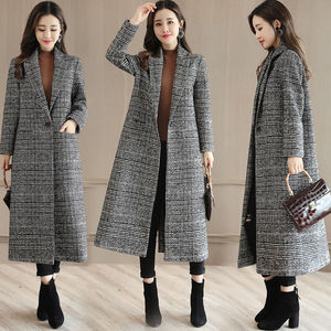 Ventes en gros Nouvelle arrivée Mode Printemps Automne Manteau long à manches longues à revers pour femmes Style décontracté en <span class=keywords><strong>laine</strong></span> longue - Product Image 2
