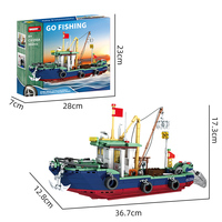 Woma Toys C0356A Bateau de pêche en blocs de construction, jouet éducatif pour enfants de 5 à 7 ans