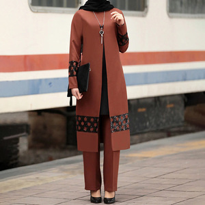 All'ingrosso elegante stile arabo <span class=keywords><strong>turchia</strong></span> manica lunga <span class=keywords><strong>abbigliamento</strong></span> musulmano da donna medio-est asiatico Set in due pezzi - Product Image 2
