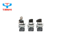 Interruptor de Botón Pulsador Electrónico de Plástico Serie XB4, Interruptores de Llave con Mango Estándar, Mango Largo, 2/3 Posiciones, Retorno por Resorte