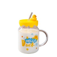 Canard jaune mignon en verre avec ventouse, cadeau de grande valeur esthétique