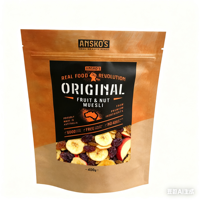 Premium Kraftpapier Voedselzak Met Venster Voor Gedroogd Fruit 400G Hersluitbare Verpakking Doorzichtig Raam Ritssluiting Zak