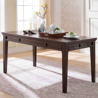 Ensemble de table à manger moderne avec longue banquette et chaises, table à manger rectangulaire en bois de style farmhouse, mobilier de salle à manger pour restaurant