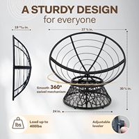 Chaise ergonomique Papasan cadre en osier haute capacité pivotant salon doux épais densité tissu coussin pour salon tournant