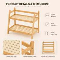 Accessoires de rangement multi-usages en bambou crème style antique pour bureau, double organisateur et porte-gobelets