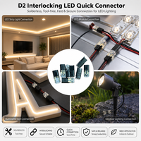 Konektor Interlocking D2 2Pin Male Female Tanpa Alat, Tanpa Pengupasan, Terminal Crimp untuk Kabel Lampu LED, Sambungan Kabel Cepat