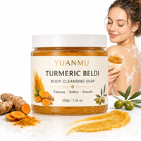 Savon en pâte Beldi au curcuma exfoliant pour marque privée, nettoyant corporel marocain pour hammam, crème-savon baume