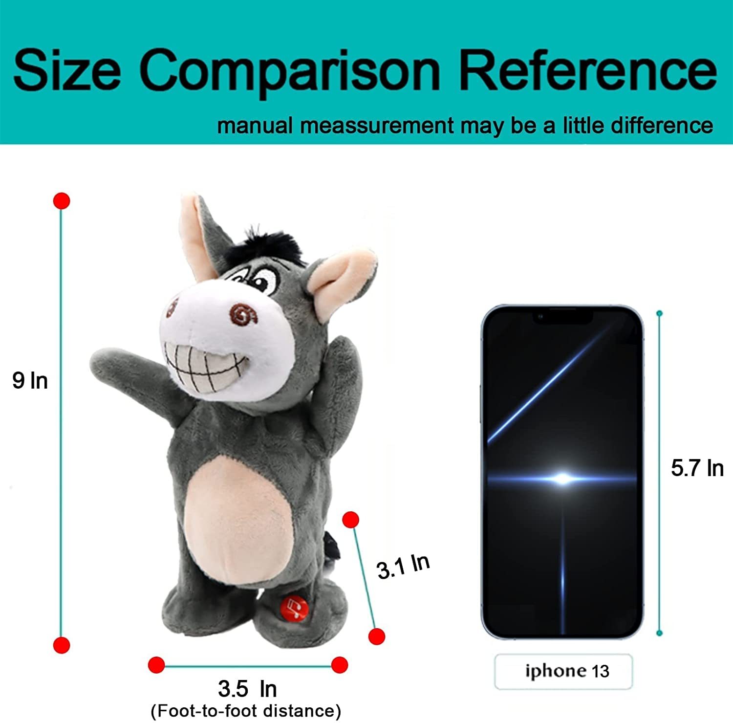 Âne En Peluche Qui Parle Et Marche - Jouet Interactif Électrique Pour Enfants Avec Enregistrement Vocal Et Tapotement Amusant