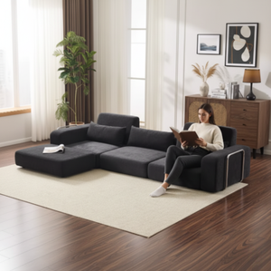 Canapé sectionnel compressé personnalisable éponge douce en chenille résistante à l'usure et respectueuse de la peau pour les locations de petits espaces - Product Image 1