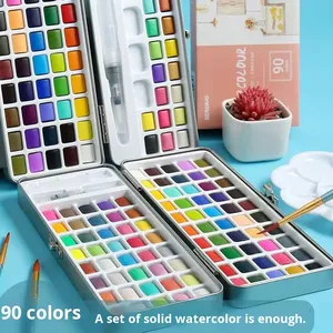 Ensemble de peinture aquarelle solide de 90 couleurs Petite boîte en étain Peinture artistique professionnelle <span class=keywords><strong>Art</strong></span> des ongles Mélange Perlé Fabriqué en Chine pour les enfants de 3 ans et plus - Product Image 1