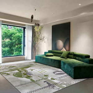 Tapis en laine de 10mm d'épaisseur personnalisable en peluche couleur de rime de style national vert riche pour le canapé-lit vert de la villa à usage domestique - Product Image 3