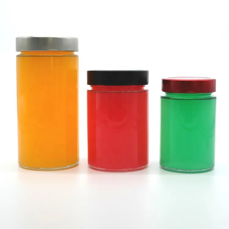 Straight Side Round 380ml Glass Ergo Jars 12oz Ergo glass Jar with lids for honey Spice Jam Chutney