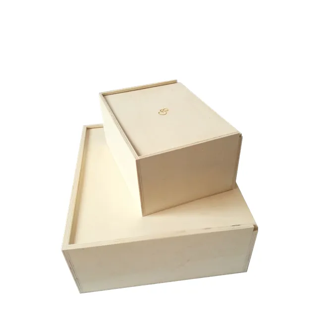 Caja de almacenamiento de madera contrachapada Natural barata con tapa deslizante Caja de madera en blanco sin terminar para almacenamiento Embalaje Regalo Joyería Recuerdo