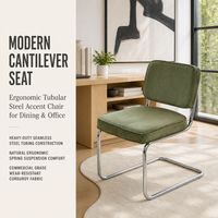 Chaise de salle à manger en velours côtelé avec cadre métallique, chaise de loisirs avec dossier, chaise d'appoint pour café et maison