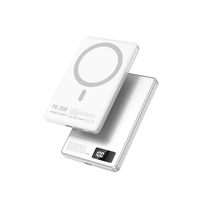 Banco de Energía Portátil Magnético Ultrafino con Pantalla Digital Metálica, Función de Carga Rápida Inalámbrica de 15W y Banco de Energía PD de 20W
