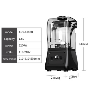 Licuadora Comercial con Cubierta Acústica, Licuadora Profesional de Alta Velocidad para Smoothies, Licuadora Silenciosa para Hacer Smoothies - Product Image 2